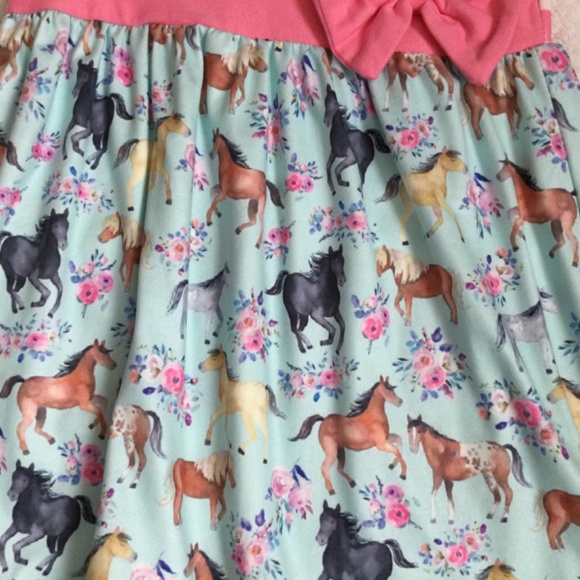 Pink and Blue Sleeveless Horse Patterned Dress, size 4T - Picture 3 of 4